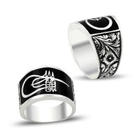 925K Sterling Silver Handmade Ottoman Tugra Men Ring
