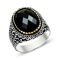 925K Sterling Silver Onyx Men Ring