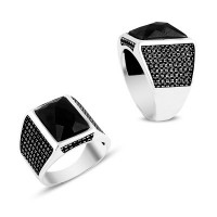 925K Sterling Silver Onyx Men Ring