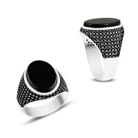 925K Sterling Silver Onyx Men Ring