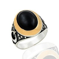 925K Sterling Silver Onyx Men Ring