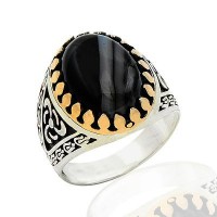 925K Sterling Silver Onyx Men Ring