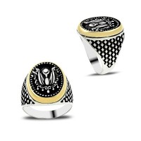 925K Sterling Silver Ottoman Arms Men Ring