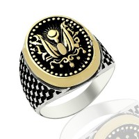 925K Sterling Silver Ottoman Arms Men Ring