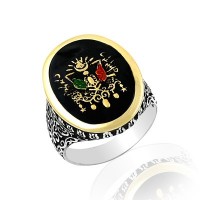 925K Sterling Silver Ottoman Arms Men Ring