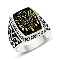 925K Sterling Silver Ottoman Arms Men Ring