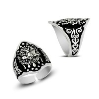 925K Sterling Silver Ottoman Arms Men Ring