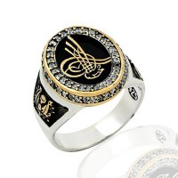 925K Sterling Silver Ottoman Arms Men Ring