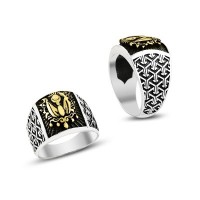 925K Sterling Silver Ottoman Arms Men Ring