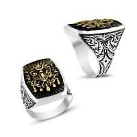 925K Sterling Silver Ottoman Arms Men Ring