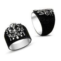 925K Sterling Silver Ottoman Arms Men Ring