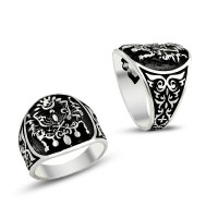 925K Sterling Silver Ottoman Arms Men Ring