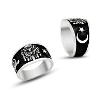 925K Sterling Silver Ottoman Arms Men Ring