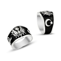 925K Sterling Silver Ottoman Arms Men Ring