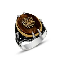 925K Sterling Silver Ottoman Arms Men Ring