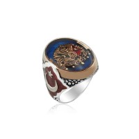 925K Sterling Silver Ottoman Arms Men Ring