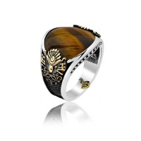 925K Sterling Silver Ottoman Arms Men Ring