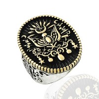 925K Sterling Silver Ottoman Arms Men Ring