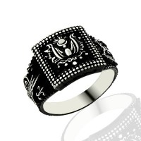 925K Sterling Silver Ottoman Tugra Men Ring