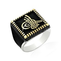 925K Sterling Silver Ottoman Tugra Men Ring