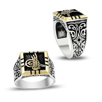 925K Sterling Silver Ottoman Tugra Men Ring