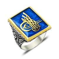 925K Sterling Silver Ottoman Tugra Men Ring