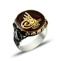 925K Sterling Silver Ottoman Tugra Men Ring