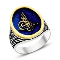 925K Sterling Silver Ottoman Tugra Men Ring