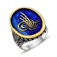 925K Sterling Silver Ottoman Tugra Men Ring