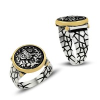 925K Sterling Silver Ottoman Tugra Men Ring