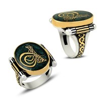 925K Sterling Silver Ottoman Tugra Men Ring