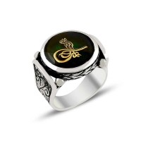 925K Sterling Silver Ottoman Tugra Men Ring