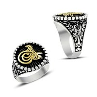 925K Sterling Silver Ottoman Tugra Men Ring