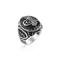 925K Sterling Silver Ottoman Tugra Men Ring