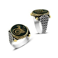 925K Sterling Silver Ottoman Tugra Men Ring