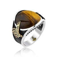 925K Sterling Silver Ottoman Tugra Men Ring