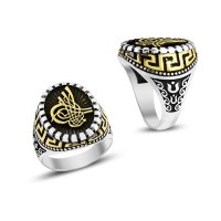 925K Sterling Silver Ottoman Tugra Men Ring