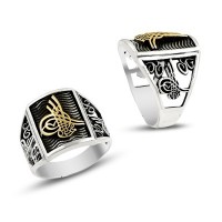 925K Sterling Silver Ottoman Tugra Men Ring