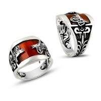 925K Sterling Silver Ottoman Tugra Men Ring