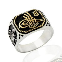 925K Sterling Silver Ottoman Tugra Men Ring