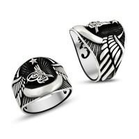 925K Sterling Silver Ottoman Tugra Men Ring