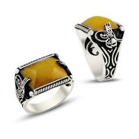 925K Sterling Silver Ottoman Tugra Men Ring