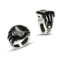 925K Sterling Silver Ottoman Tugra Men Ring