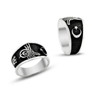 925K Sterling Silver Ottoman Tugra Men Ring