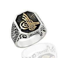 925K Sterling Silver Ottoman Tugra Men Ring