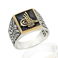 925K Sterling Silver Ottoman Tugra Men Ring