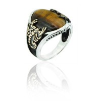 925K Sterling Silver Scorpion Tiger Eye Ring for Men