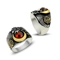 925K Sterling Silver Star And Crescent Men Ring