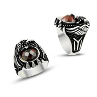 925K Sterling Silver Star And Crescent Men Ring