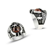 925K Sterling Silver Star And Crescent Men Ring